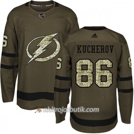 Män Ishockey Tampa Bay Lightning Tröja Nikita Kucherov 86 Adidas 2017-2018 Camo Grön Authentic